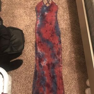 Red & Blue Maxi Dress